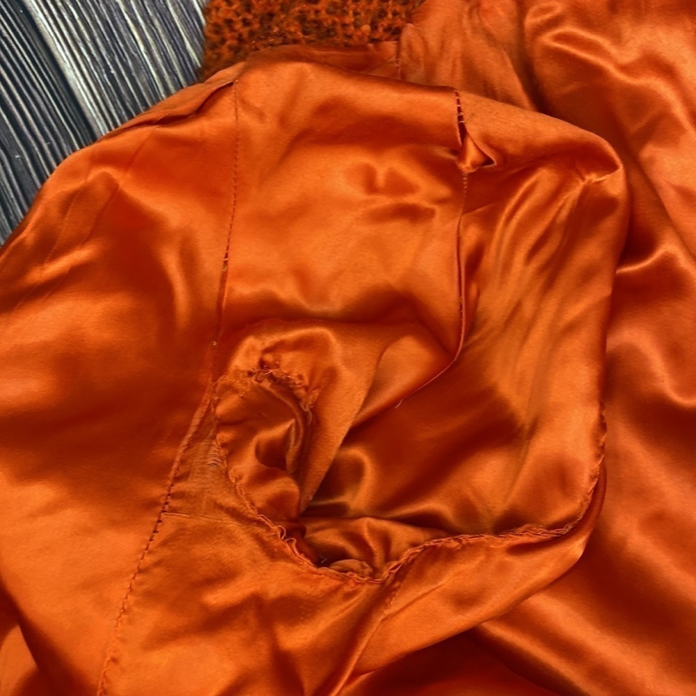 Vintage Woman’s Di Vinci By Roberto California Orange Knit Buttoned Down Coat - Picture 12 of 13